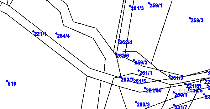 Parcela st. 263/3 v KÚ Křtomil, Katastrální mapa