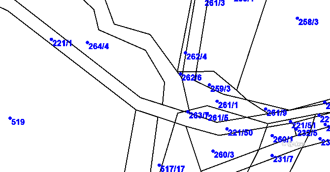 Parcela st. 263/9 v KÚ Křtomil, Katastrální mapa