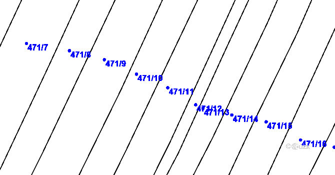 Parcela st. 471/11 v KÚ Křtomil, Katastrální mapa