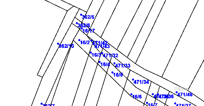 Parcela st. 471/32 v KÚ Křtomil, Katastrální mapa