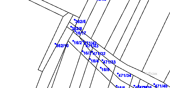 Parcela st. 471/43 v KÚ Křtomil, Katastrální mapa