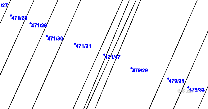 Parcela st. 471/47 v KÚ Křtomil, Katastrální mapa