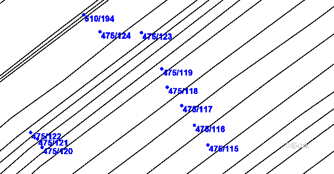 Parcela st. 475/118 v KÚ Křtomil, Katastrální mapa