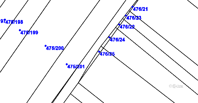 Parcela st. 476/25 v KÚ Křtomil, Katastrální mapa