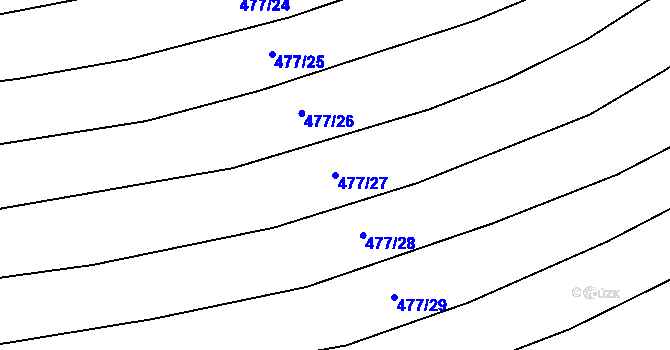 Parcela st. 477/27 v KÚ Křtomil, Katastrální mapa
