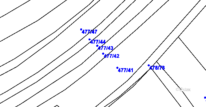 Parcela st. 477/42 v KÚ Křtomil, Katastrální mapa