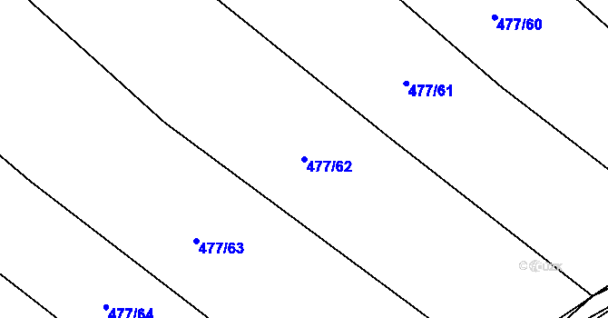 Parcela st. 477/62 v KÚ Křtomil, Katastrální mapa