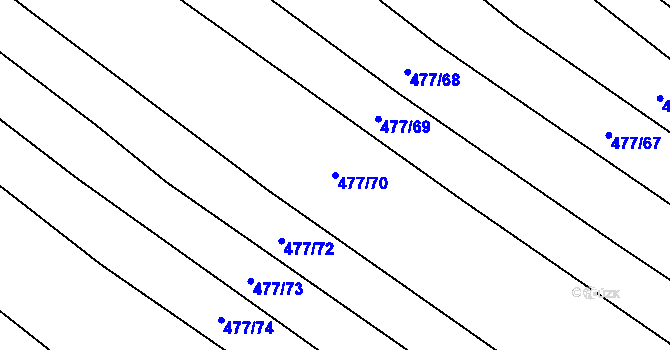 Parcela st. 477/70 v KÚ Křtomil, Katastrální mapa