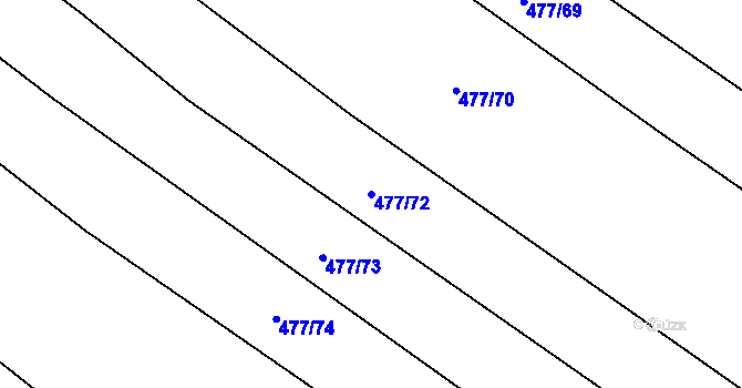 Parcela st. 477/72 v KÚ Křtomil, Katastrální mapa