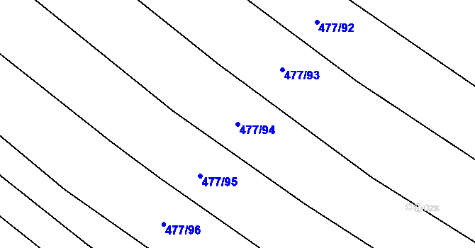 Parcela st. 477/94 v KÚ Křtomil, Katastrální mapa