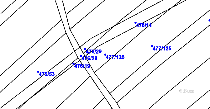 Parcela st. 477/126 v KÚ Křtomil, Katastrální mapa