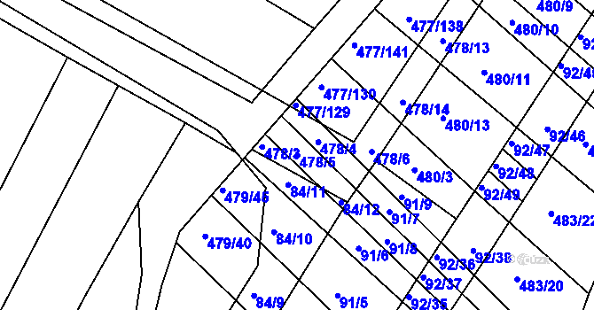 Parcela st. 478/5 v KÚ Křtomil, Katastrální mapa
