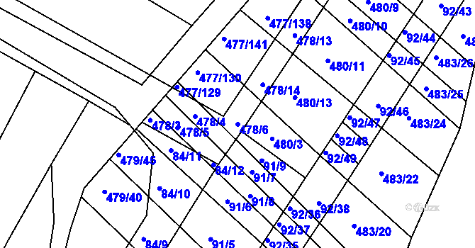 Parcela st. 478/6 v KÚ Křtomil, Katastrální mapa