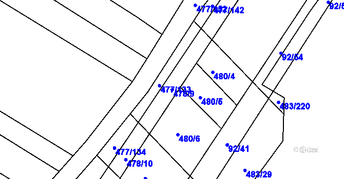 Parcela st. 478/9 v KÚ Křtomil, Katastrální mapa