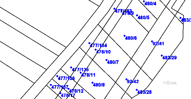 Parcela st. 478/10 v KÚ Křtomil, Katastrální mapa