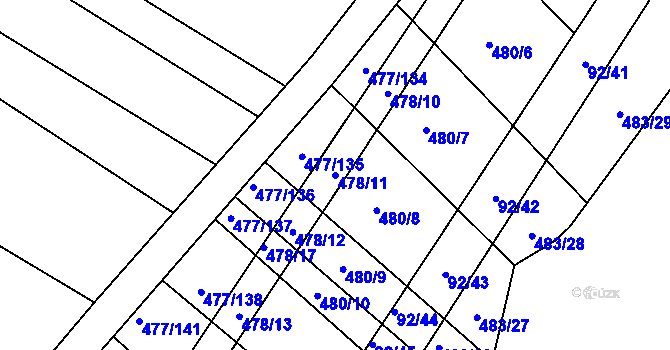 Parcela st. 478/11 v KÚ Křtomil, Katastrální mapa
