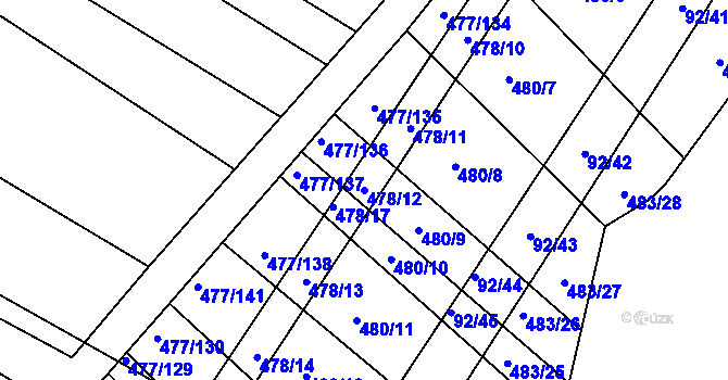 Parcela st. 478/12 v KÚ Křtomil, Katastrální mapa