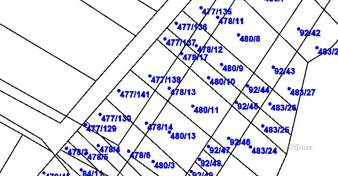 Parcela st. 478/13 v KÚ Křtomil, Katastrální mapa