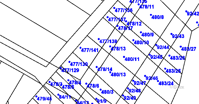 Parcela st. 478/16 v KÚ Křtomil, Katastrální mapa