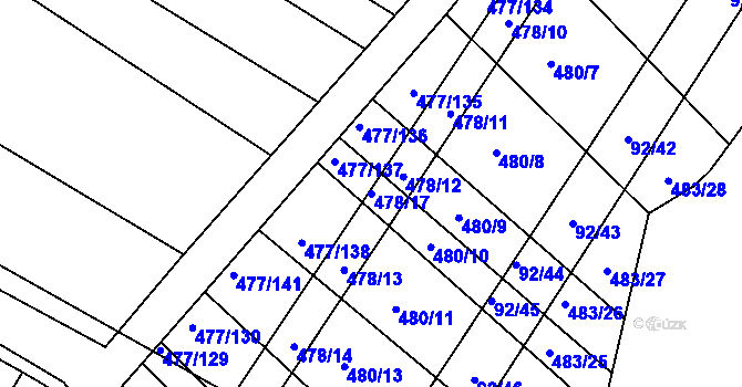 Parcela st. 478/17 v KÚ Křtomil, Katastrální mapa