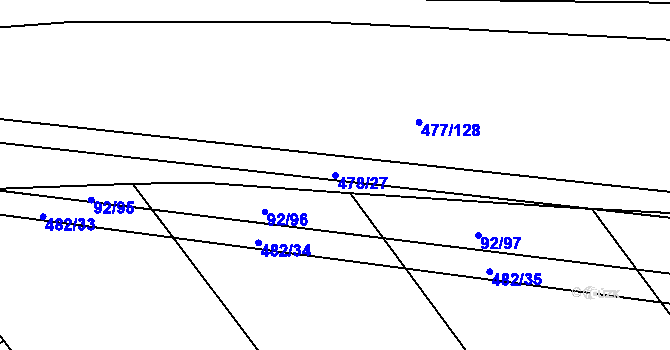 Parcela st. 478/27 v KÚ Křtomil, Katastrální mapa