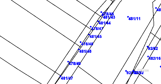 Parcela st. 478/48 v KÚ Křtomil, Katastrální mapa