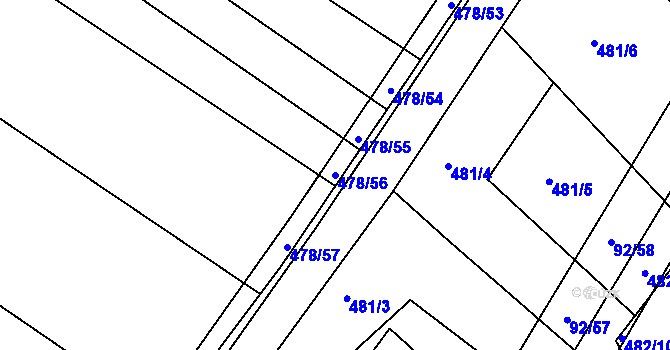 Parcela st. 478/56 v KÚ Křtomil, Katastrální mapa