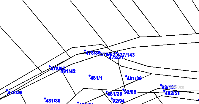 Parcela st. 478/62 v KÚ Křtomil, Katastrální mapa
