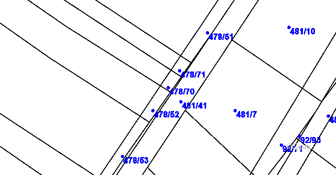Parcela st. 478/70 v KÚ Křtomil, Katastrální mapa