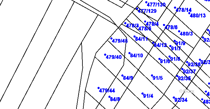 Parcela st. 479/40 v KÚ Křtomil, Katastrální mapa
