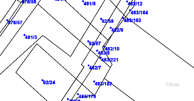Parcela st. 482/8 v KÚ Křtomil, Katastrální mapa