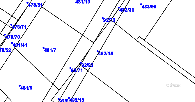 Parcela st. 482/14 v KÚ Křtomil, Katastrální mapa