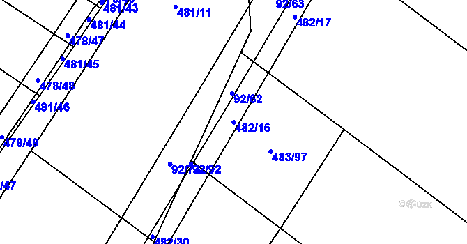 Parcela st. 482/16 v KÚ Křtomil, Katastrální mapa