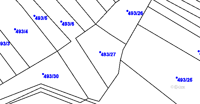 Parcela st. 493/27 v KÚ Křtomil, Katastrální mapa