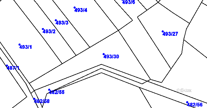 Parcela st. 493/30 v KÚ Křtomil, Katastrální mapa