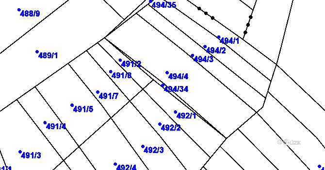 Parcela st. 494/34 v KÚ Křtomil, Katastrální mapa