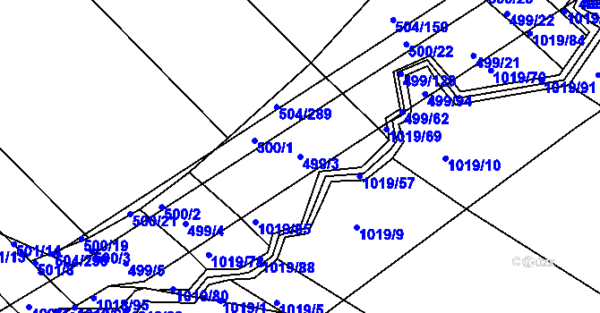 Parcela st. 499/3 v KÚ Křtomil, Katastrální mapa