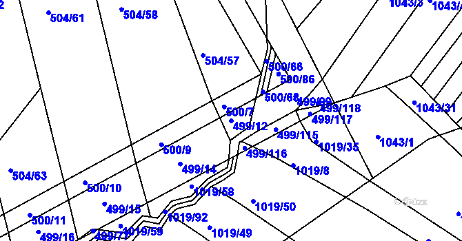 Parcela st. 499/12 v KÚ Křtomil, Katastrální mapa