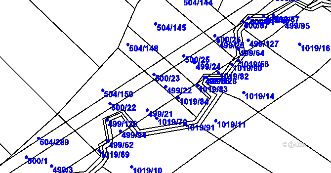 Parcela st. 499/22 v KÚ Křtomil, Katastrální mapa