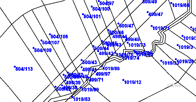 Parcela st. 499/42 v KÚ Křtomil, Katastrální mapa