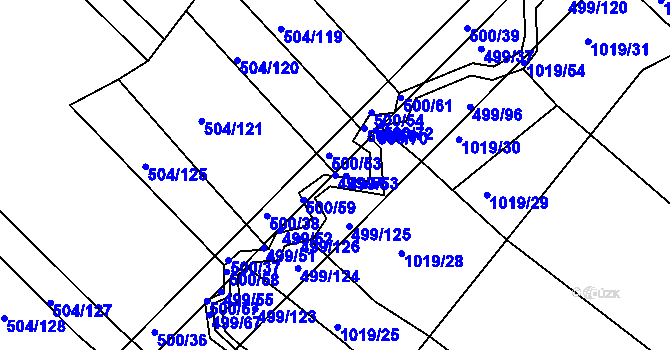 Parcela st. 499/56 v KÚ Křtomil, Katastrální mapa