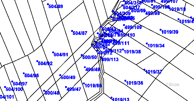 Parcela st. 499/72 v KÚ Křtomil, Katastrální mapa