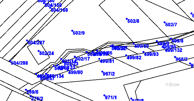 Parcela st. 499/86 v KÚ Křtomil, Katastrální mapa