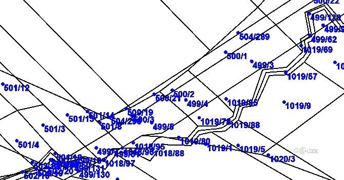 Parcela st. 500/2 v KÚ Křtomil, Katastrální mapa