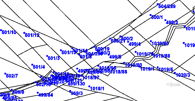 Parcela st. 500/3 v KÚ Křtomil, Katastrální mapa