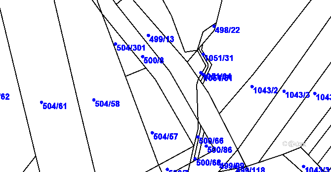 Parcela st. 500/6 v KÚ Křtomil, Katastrální mapa
