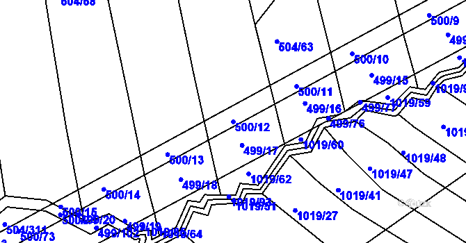 Parcela st. 500/12 v KÚ Křtomil, Katastrální mapa