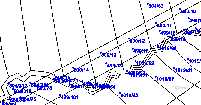 Parcela st. 500/13 v KÚ Křtomil, Katastrální mapa