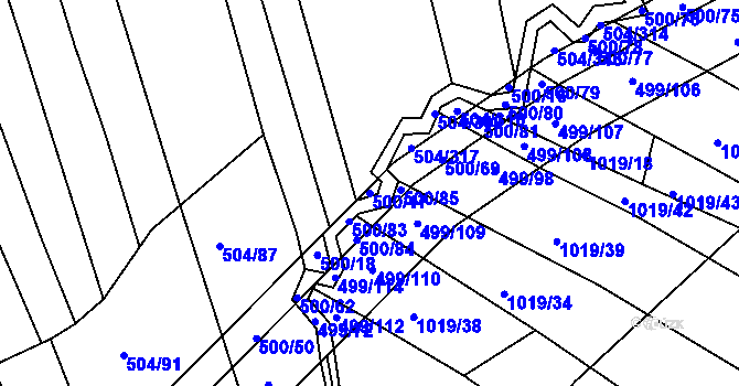 Parcela st. 500/17 v KÚ Křtomil, Katastrální mapa