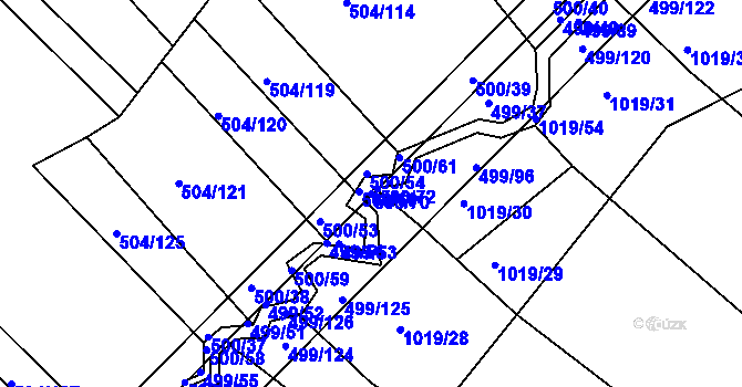 Parcela st. 500/70 v KÚ Křtomil, Katastrální mapa